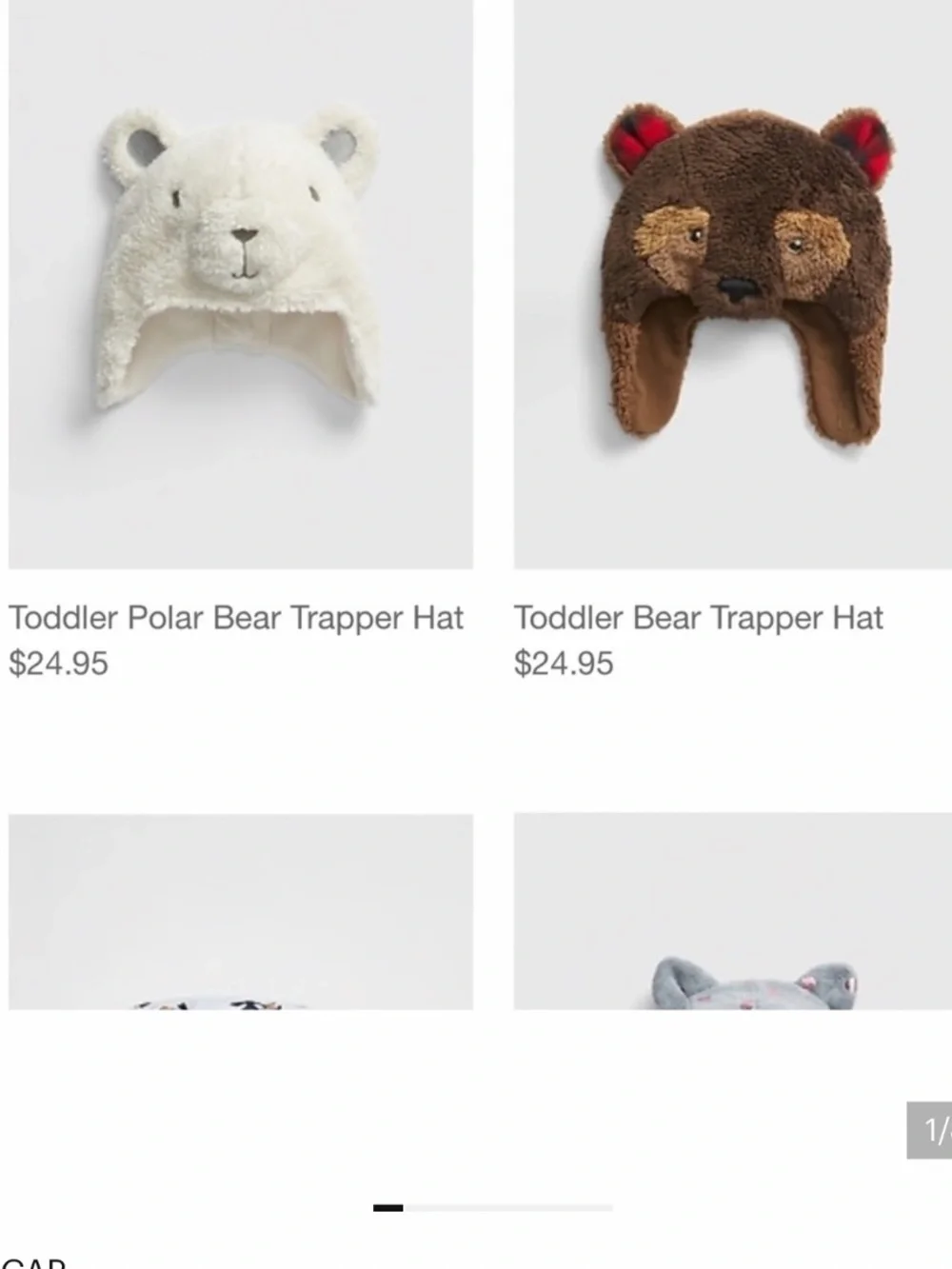 Baby Gap Brown Teddy Bear Trapper Hat size medium/large